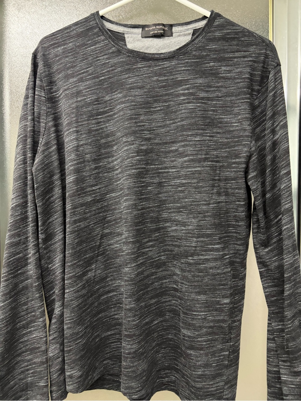 Banana Republic Men's Long-Sleeve Crewneck Shirt - Charcoal/Heather Gray